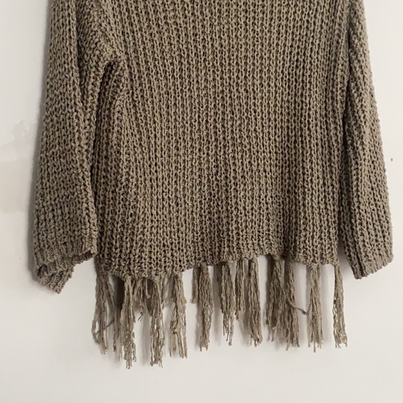 Altar'd State Sterchi Sweater pullover crochet tassel olive green size XS - Picture 2 of 3